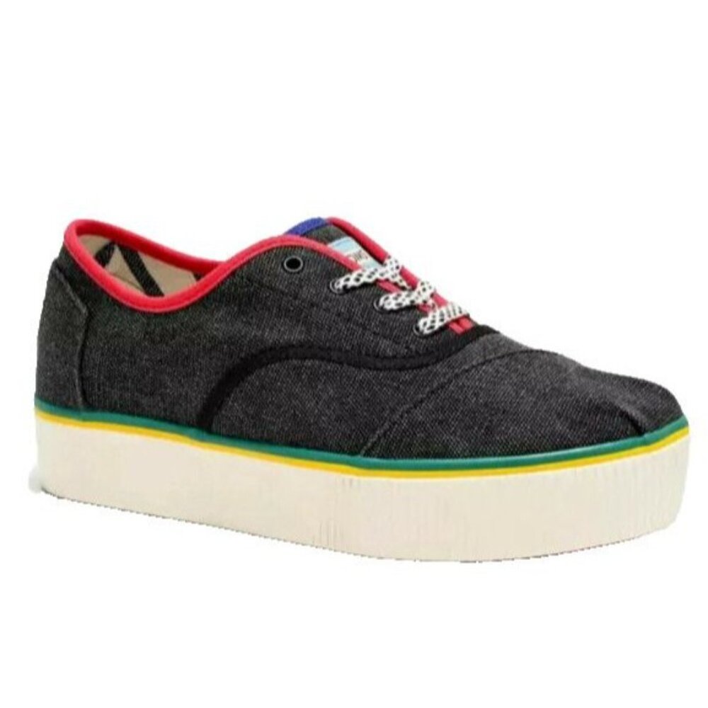 TOMS Sneakers Womens 9 Cordones Boardwalk Platform Canvas Lace Up New